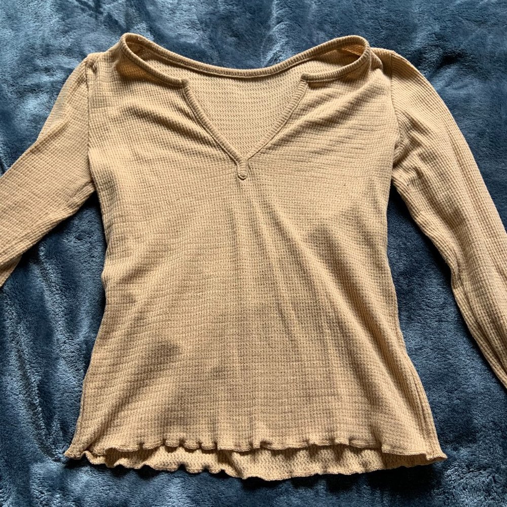 Neutral Waffle Long-Sleeve Shirt